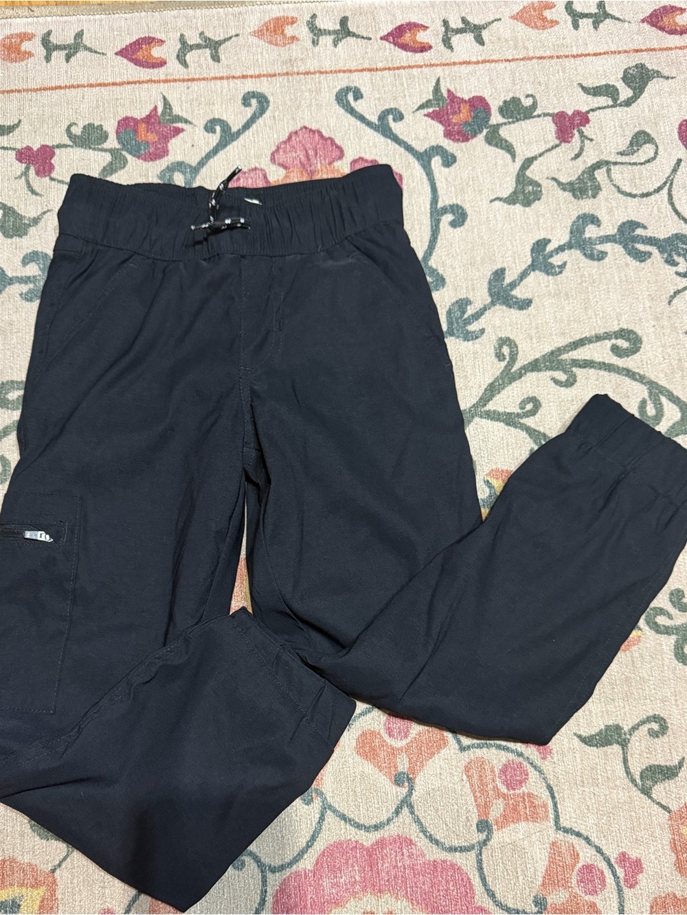 Kids Black Drawstring Cargo Pants weatherproof xs 5/6